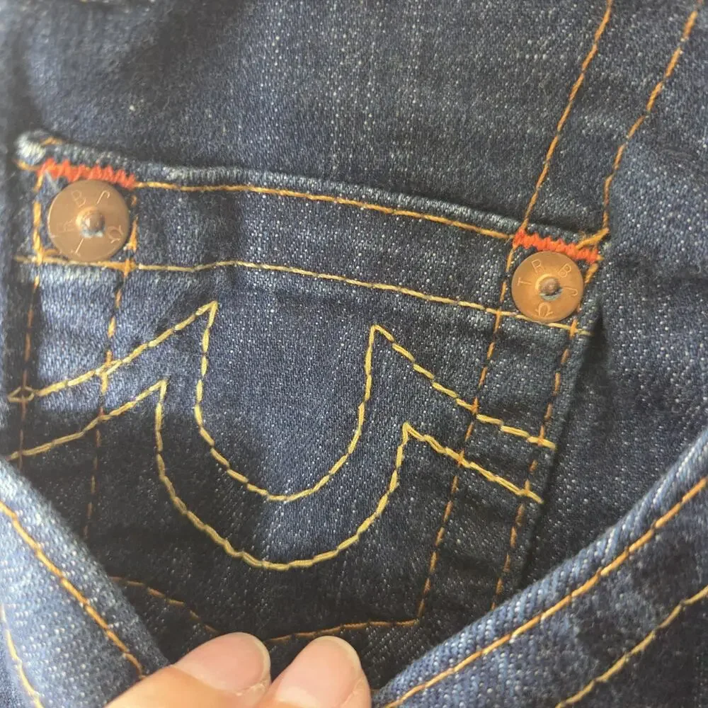 True Religion Logan Jeans Men's 34 x 33 Made in USA Y2K Button Fly Straight Leg